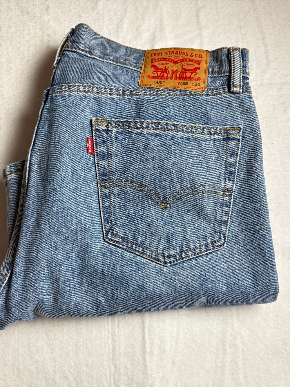 Levi's Light Wash Straight Jeans with Leather Patch